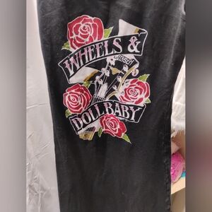 Wheels & Doll Baby Black Mini Dress with Rose Design